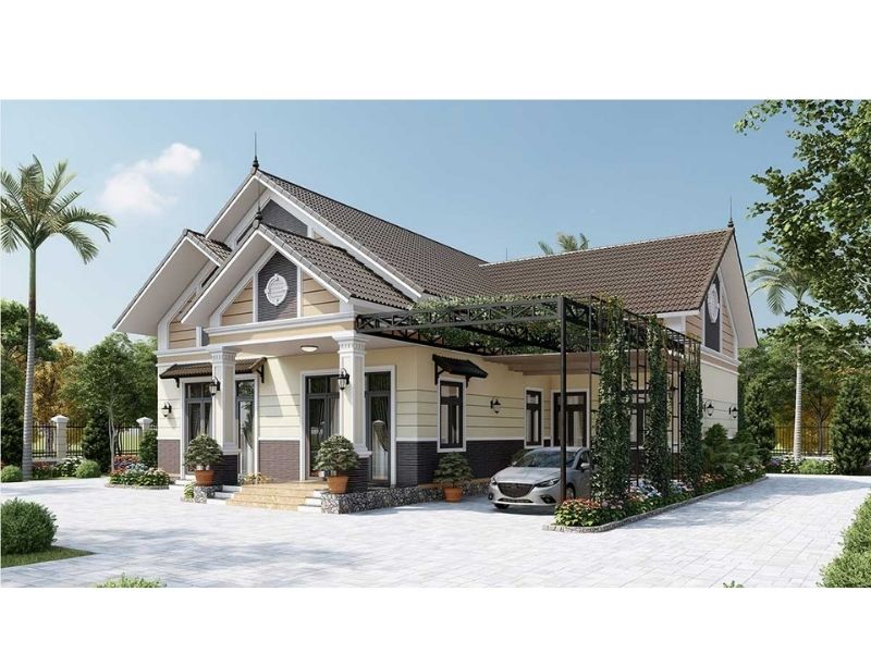 Kiến trúc đơn giản mà tinh tế trong mẫu nhà vườn 150m2 mái Thái