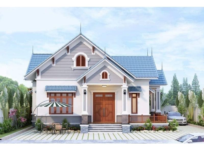 Chia sẻ biệt thự nhà vườn 150m2  mái Thái 2 mặt tiền