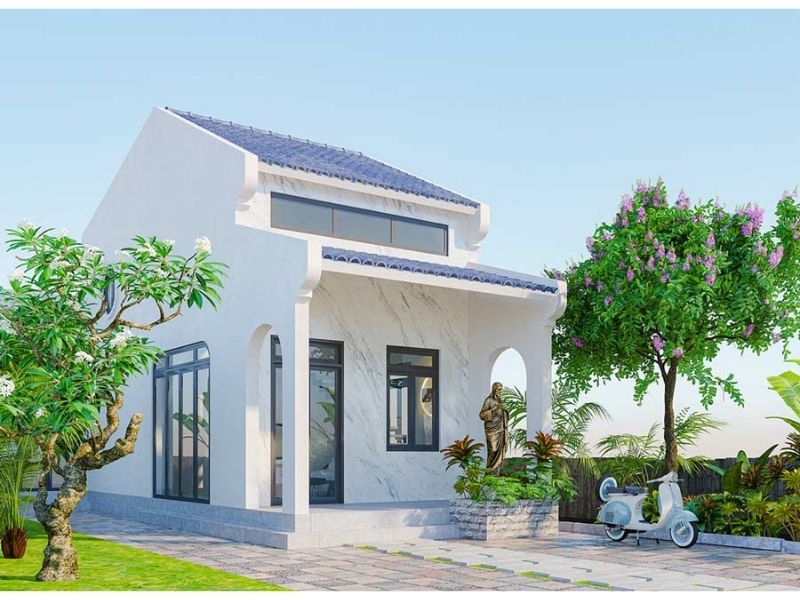 Xây nhà vườn 150m2 cấp 4 có gác lửng nhỏ xinh ở quê 