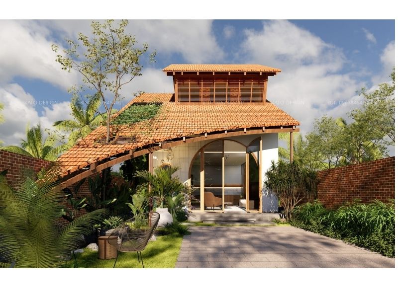 Vẻ ngoài độc đáo ấn tượng của mẫu biệt thự nhà vườn 1 tầng 150m2