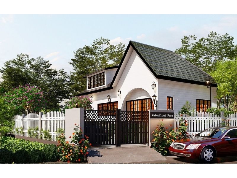 Khung cảnh mẫu nhà vườn 150m2 có gác lửng đẹp như tranh