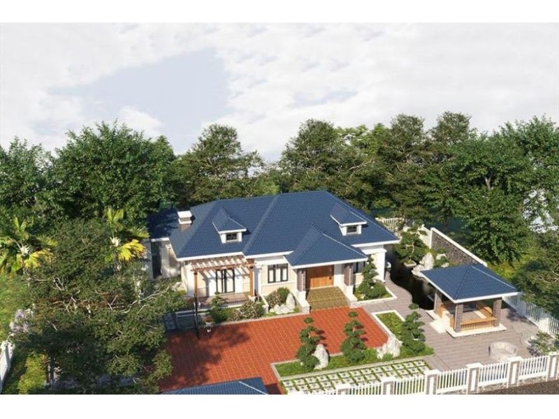 Tư vấn mẫu nhà vườn 1000m2 mái Nhật ở nông thôn đẹp, rẻ