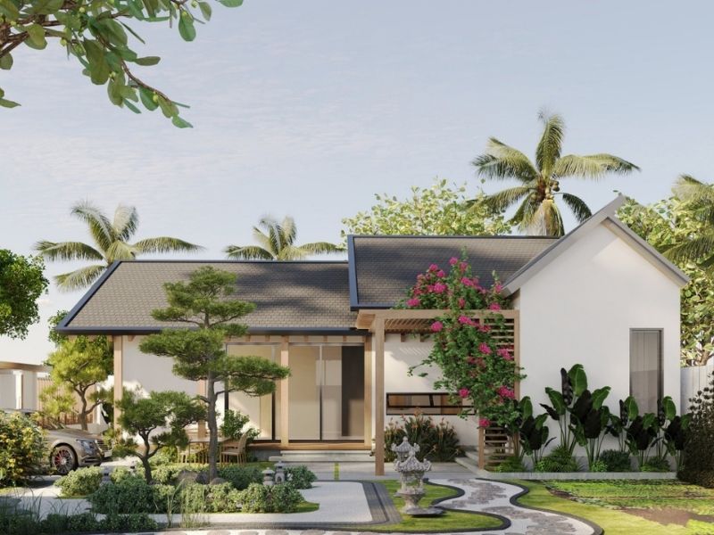 Mẫu nhà biệt thự nhà vườn 1000m2 có cảnh quan sân vườn trong lành, đẹp mắt