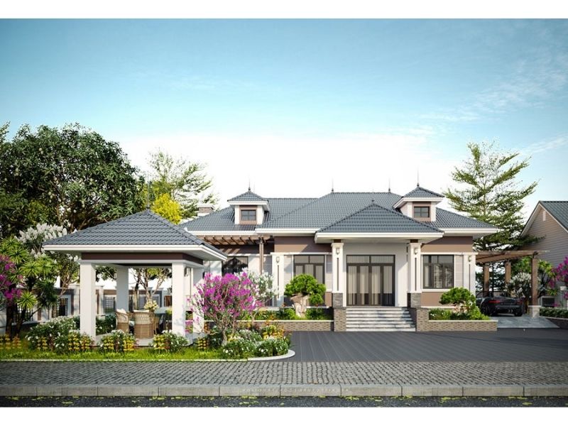Tư vấn mẫu nhà vườn 1000m2 mái Nhật cho những ai yêu thích sự sang trọng và gần gũi thiên nhiên