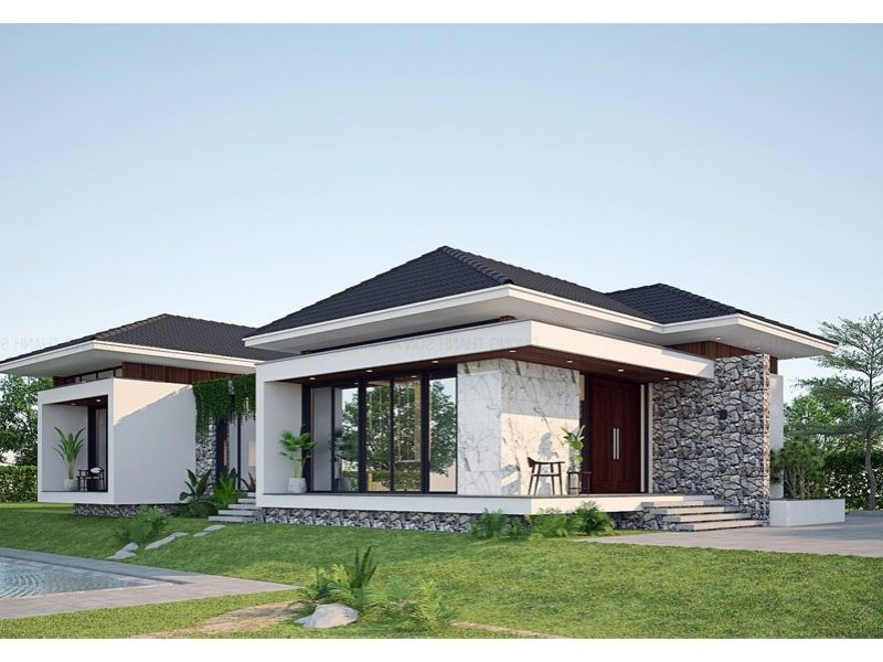 Ngoại thất sang trọng, đơn giản nhưng tinh tế của biệt thự vườn 1000m2 mái Nhật