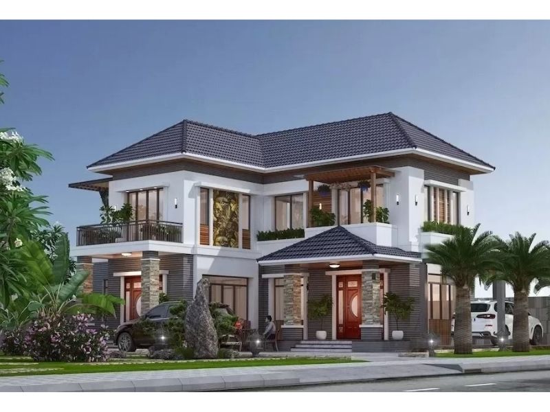 Ấn tượng với thiết kế nhà vườn 1000m2 mái Nhật 2 tầng sang trọng, khẳng định vị thế gia chủ