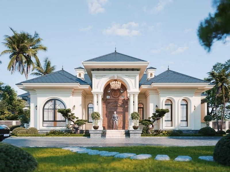 Tham khảo công trình nhà vườn 1000m2 tân cổ điển châu Âu đẹp, cuốn hút