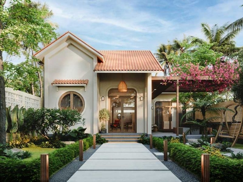 Vẻ ngoài nên thơ của mẫu nhà vườn cấp 4 rộng 1000m2 
