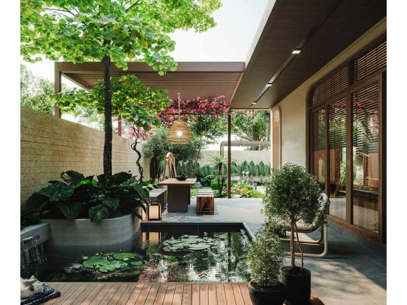 Thiết kế tiểu cảnh hồ cá koi đem lại không gian sống thư giãn, thoải mái