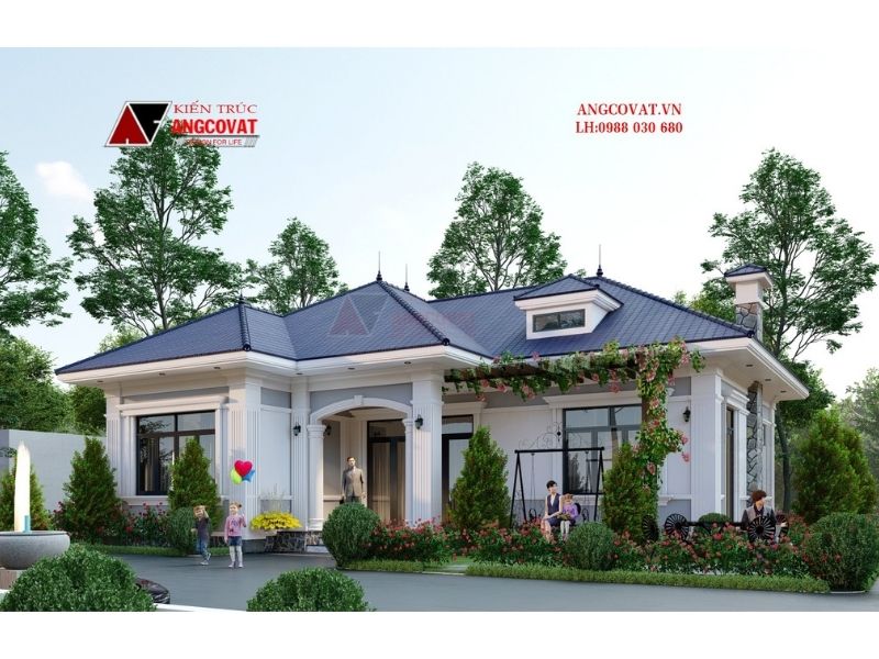Thiết kế nhà vườn 1000m2 mái Nhật 4 phòng ngủ hiện đại