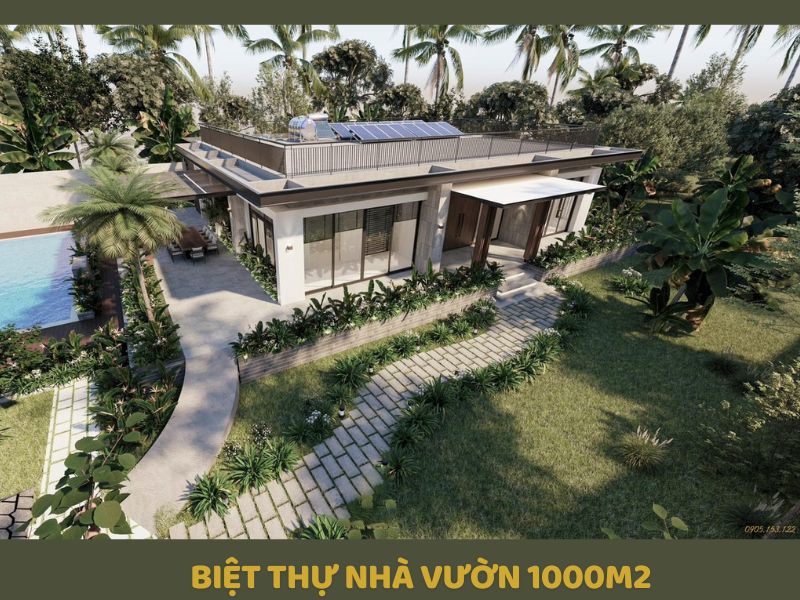 Mẫu biệt thự nhà vườn 1000m2 hiện đại có bể bơi và sân vườn rộng rãi