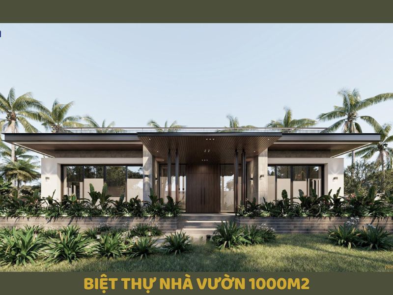 Thiết kế nhà vườn 1000m2 sử dụng hệ thống cửa kính vừa tăng sự hiện đại lại tối ưu ánh sáng tự nhiên hiệu quả