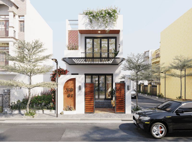 Vẻ ngoài sang trọng, hiện đại của thiết kế nhà 2 tầng 7x17m