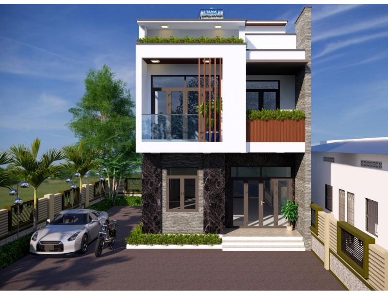 Chia sẻ mẫu thiết kế nhà 2 tầng 7x17m với mặt tiền hiện đại ấn tượng