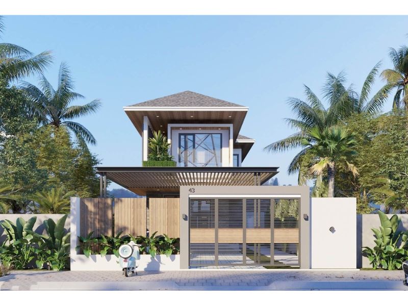 Tham khảo mẫu nhà mái Nhật 2 tầng rộng 7m sâu 17m sang trọng