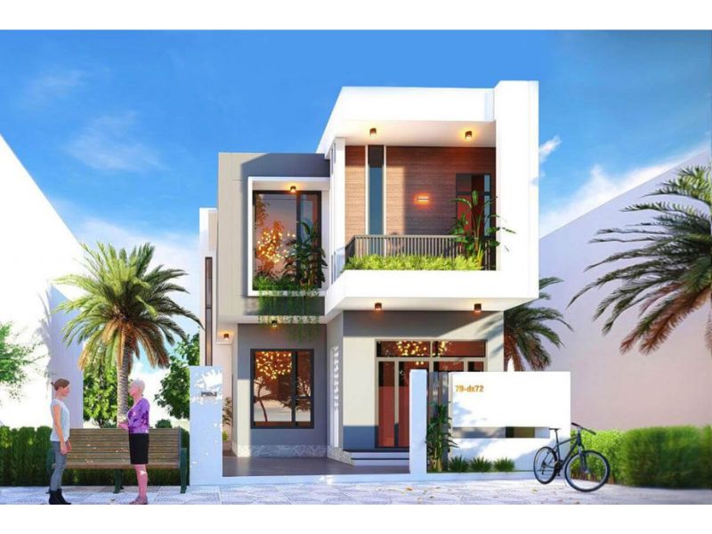 Mẫu nhà 2 tầng ngang 7m dài 17m mang tới không gian sống gần gũi thiên nhiên