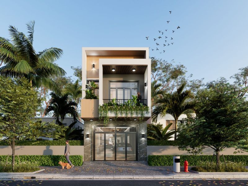 Ấn tượng với vẻ ngoài hiện đại, sang trọng của mẫu nhà 2 tầng 7x17m
