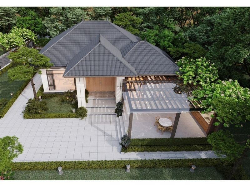 Khuôn viên nhà được bố trí khoa học từ bố cục cho đến trang trí, cảnh quan sân vườn