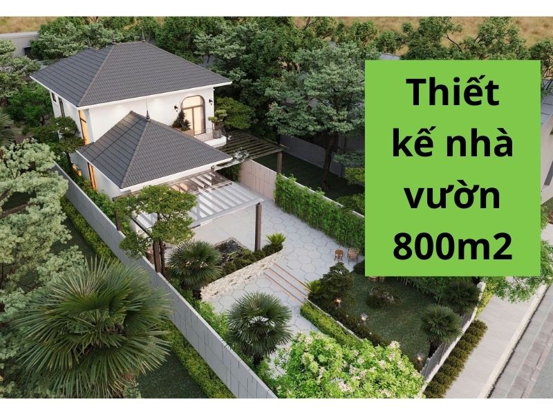 Phối cảnh bên ngoài của công trình nhà vườn 800m2 2 tầng mái Nhật sang trọng
