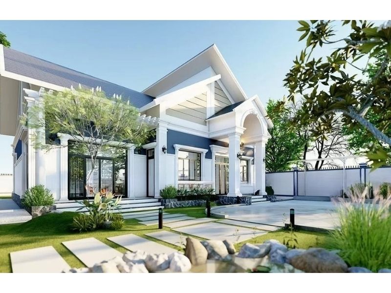 Thiết kế nhà vườn mái Thái cấp 4 tân cổ điển đẹp