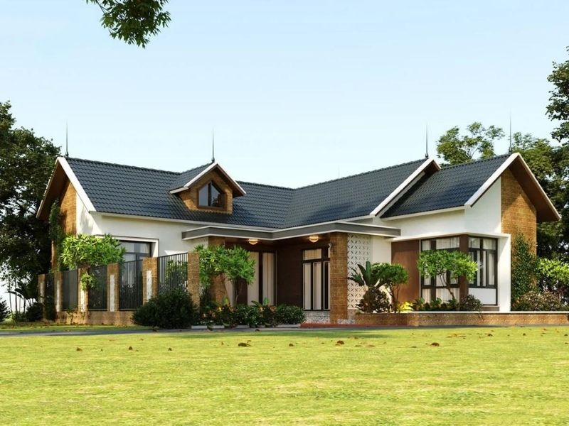Thiết kế nhà vườn 800m2 cấp 4 bố cục chữ L tối ưu không gian, tiết kiệm chi phí