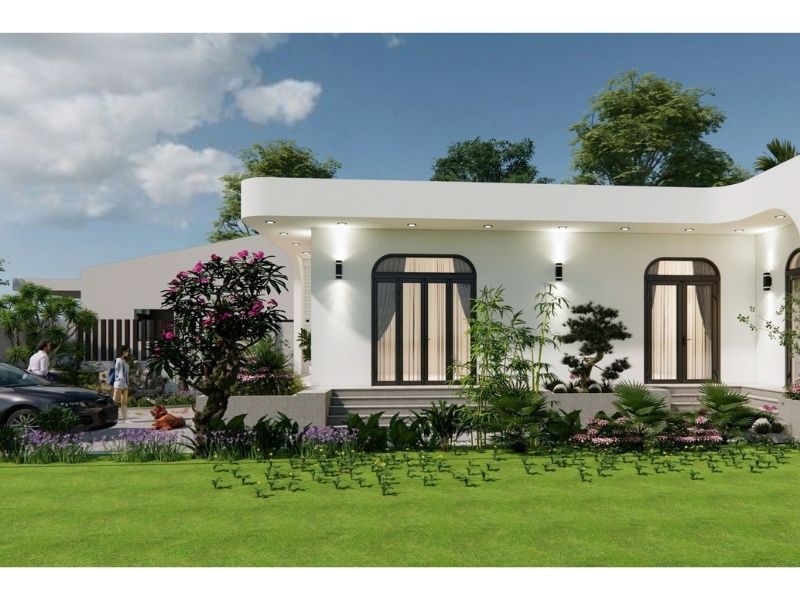 Tư vấn thiết kế nhà vườn 800m2 cấp 4 mái bằng đẹp, giá rẻ