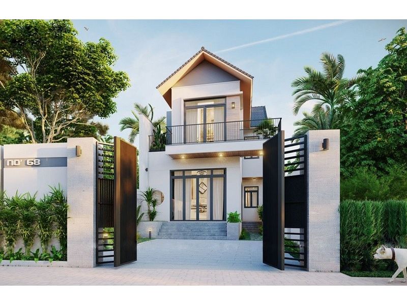 Kết hợp màu sắc trung tính nhẹ nhàng, sang trọng trong mẫu thiết kế nhà 6x18m