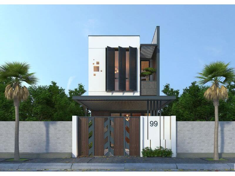 Thiết kế nhà mặt phố 2 tầng có chiều rộng 6m và dài 18m
