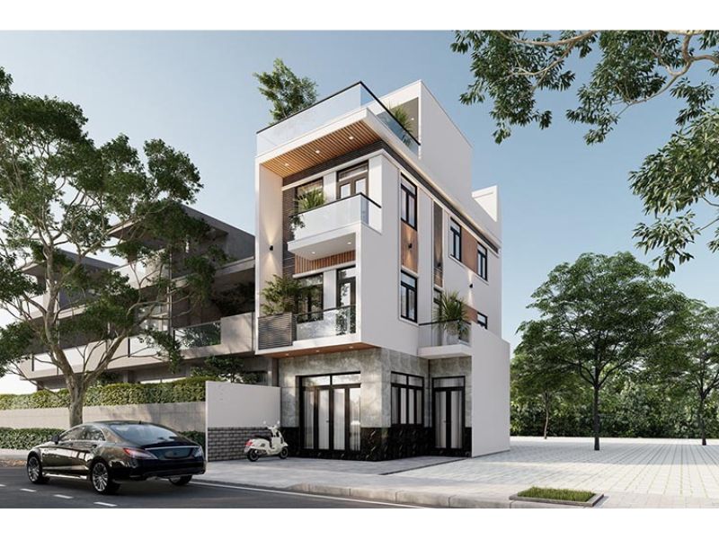 Mẫu nhà rộng 6m dài 18m 3 tầng có sân thượng thoáng đãng