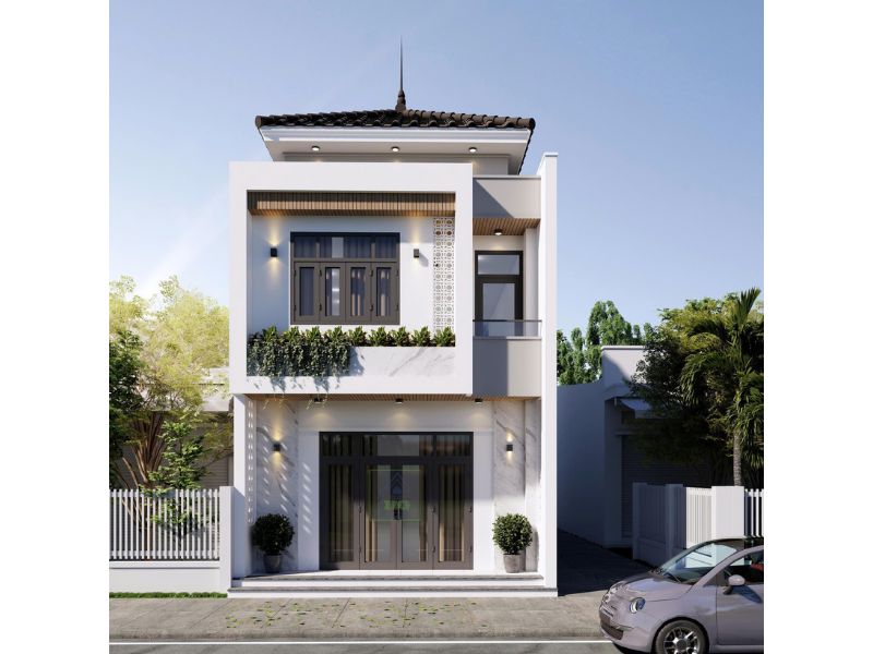 Thiết kế nhà rộng 6m dài 18m mặt phố 3 tầng mái Nhật sang trọng