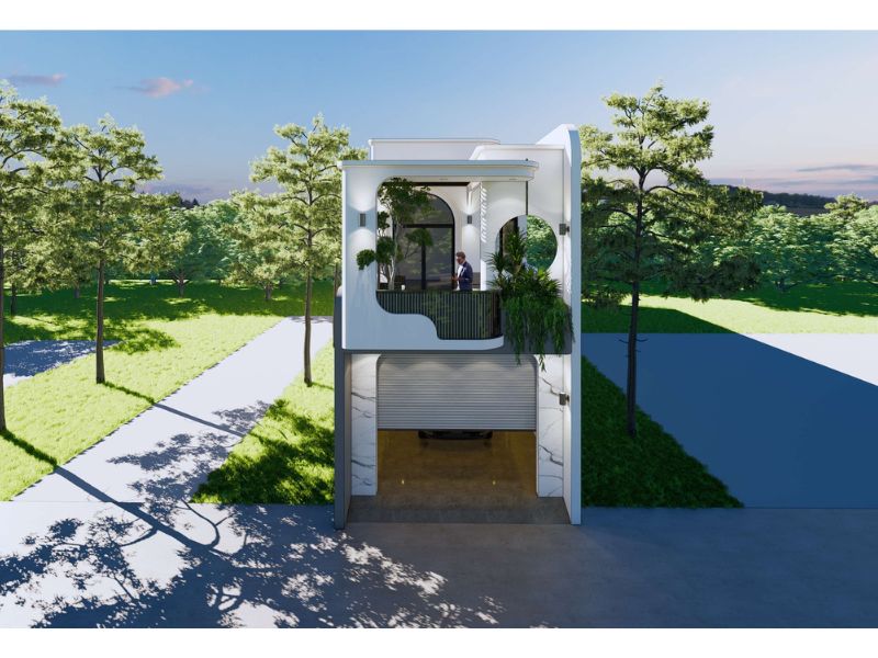 Mẫu nhà 6x18m hiện đại có gara để xe tiện ích