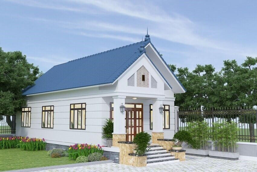 Xây nhà 6x18m mái Nhật 1 tầng tân cổ điển đẹp