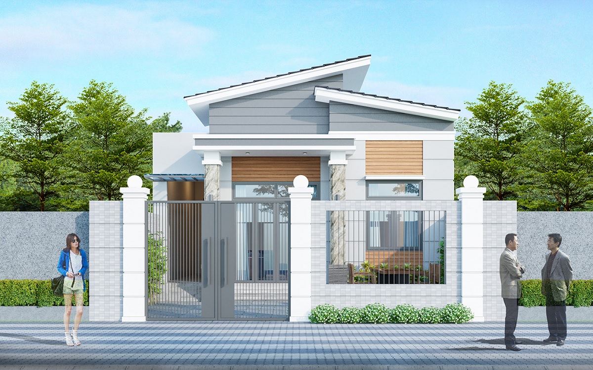 Tham khảo thiết kế nhà 1 tầng rộng 6m dài 18m mái lệch với gam màu thanh lịch