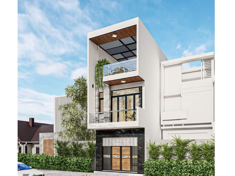 Thiết kế nhà 6x18m có mặt tiền ốp đá cao cấp, sang trọng