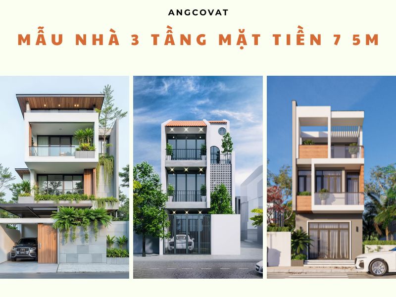 Tổng hợp các mẫu nhà 3 tầng mặt tiền 7 5m đẹp ấn tượng 