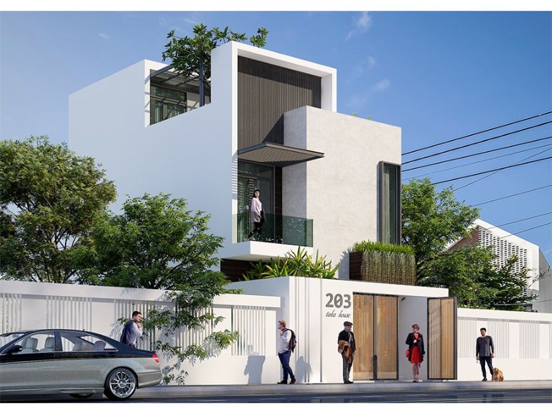 Vẻ ngoài sang trọng của mẫu nhà 3 tầng mái bằng 