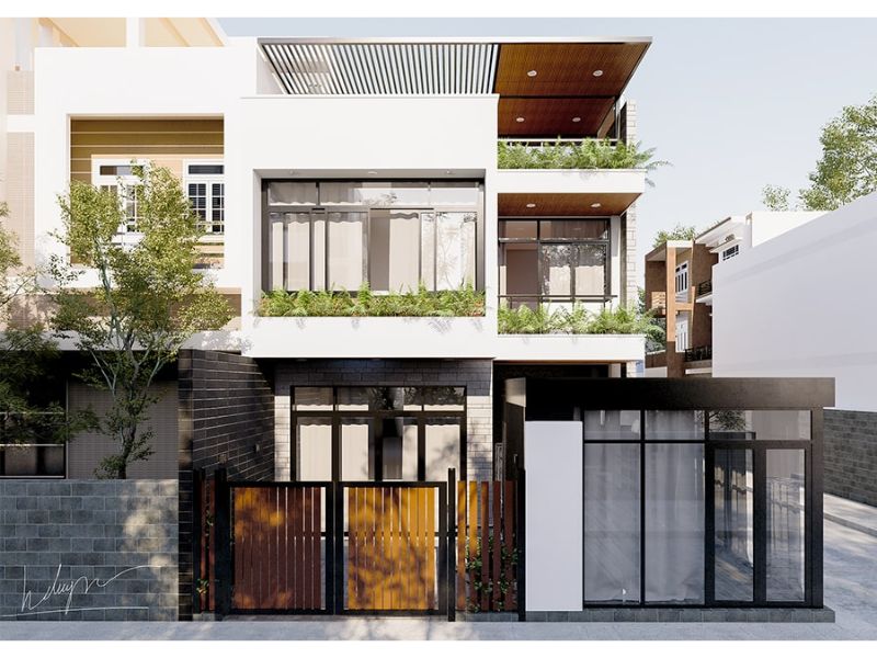 Nhà 3 tầng ốp đá mặt tiền cao cấp vừa hiện đại lại ngăn chặn bụi bẩn