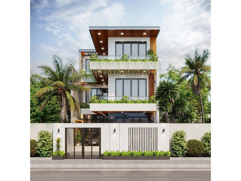 Thiết kế nhà 3 tầng 7 5x18m hình chữ L độc đáo