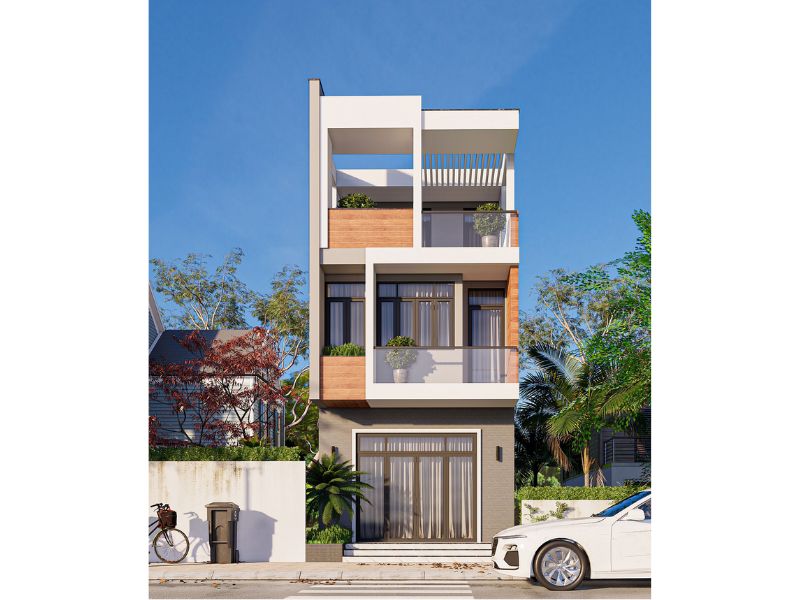 Nhà 3 tầng phối hợp linh hoạt giữa kiến trúc và vật liệu 