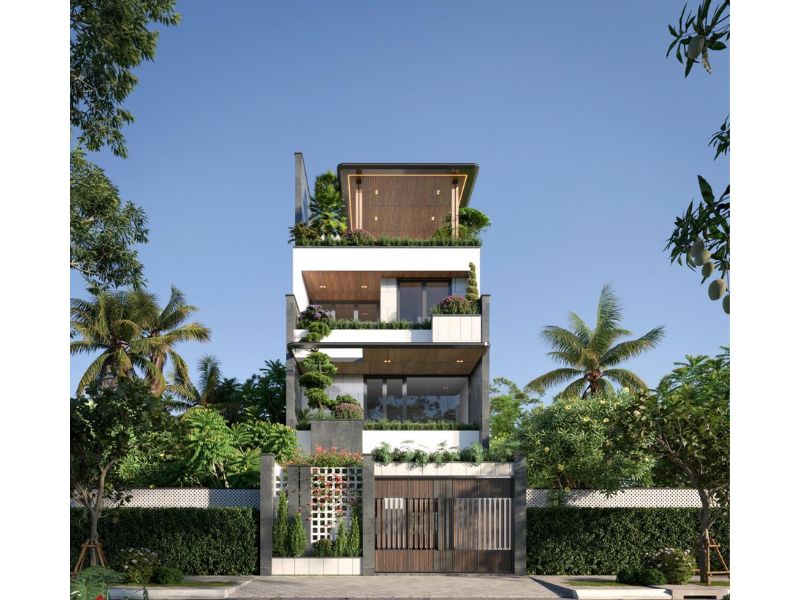Các mảng xanh thiên nhiên mang đến sự sinh động và sức sống cho ngôi nhà 3 tầng 7 5x18m 