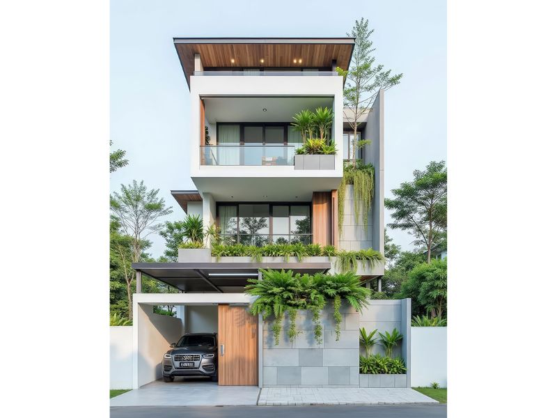 Mẫu nhà 3 tầng mặt tiền 7 5m thiết kế vách kính lớn 