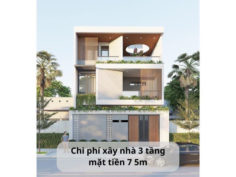 Xây nhà 3 tầng mặt tiền 7 5m hết bao nhiêu tiền? 