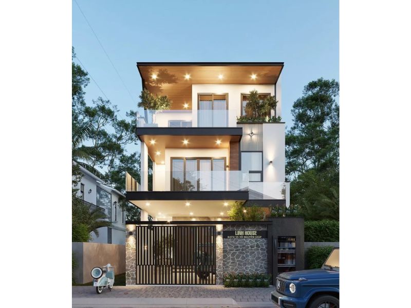 Mặt tiền 7 5m thiết kế mở với hệ thống cửa kính vừa hiện đại lại tối ưu ánh sáng 