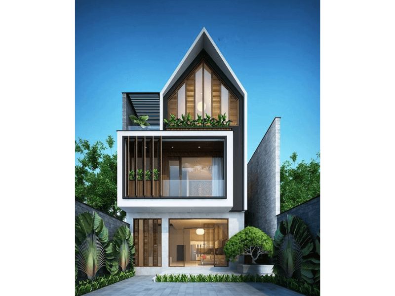 Công trình nhà mặt tiền 7m sâu 15m 3 tầng lồng ghép hệ thống cửa kính và lam chắn giúp tối ưu ánh sáng và thông gió tự nhiên