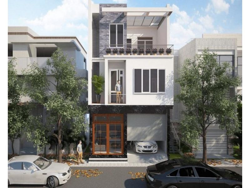 Thiết kế sử dụng chủ yếu đường nét thẳng thắn, mặt tường phẳng và hình khối vuông vức
