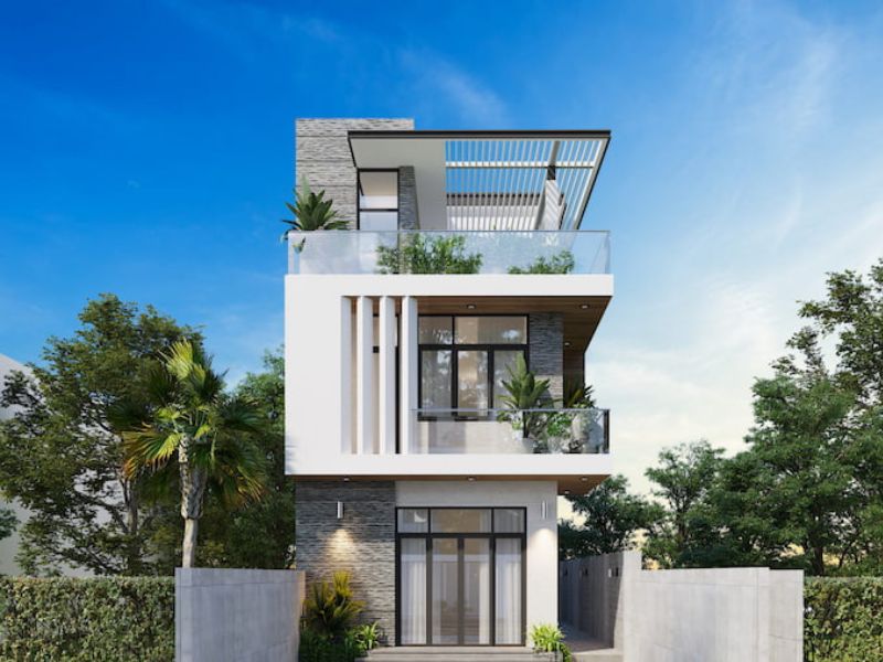 Mẫu nhà mặt tiền 7m sâu 15m 3 tầng hiện đại sử dụng chất liệu xây dựng cao cấp