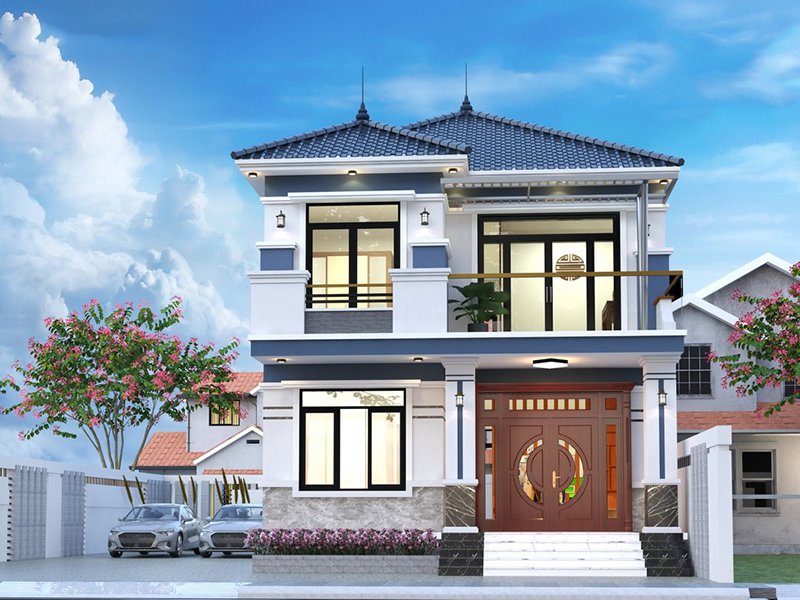 Thiết kế nhà 2 tầng rộng 8m vừa đẹp vừa tiện nghi