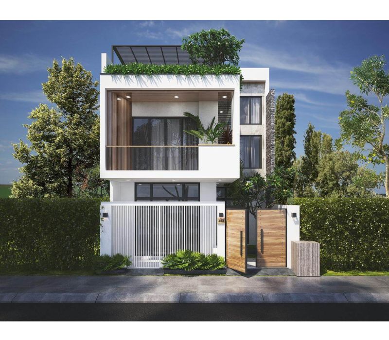 Xây nhà 2 tầng mái bằng đơn giản, tiện nghi