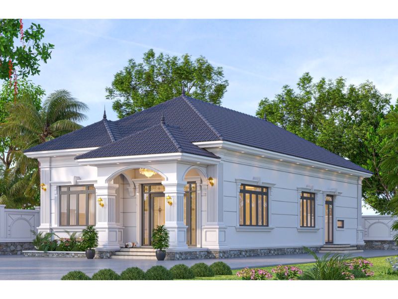 Xây nhà cấp 4 3 phòng ngủ tân cổ thanh lịch mang đến không gian sinh hoạt rộng rãi, tiện nghi 