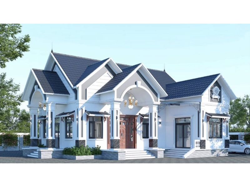 Ngoại thất bề thế của mẫu nhà cấp 4 3 phòng ngủ 180m2 